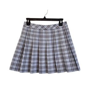 Aritzia Sunday Best Micro Mini Skirt Pleated 12 Blue Plaid School Girl Preppy
